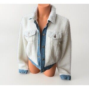 Ashley Vintage Charm Sherpa Denim Jacket Size M